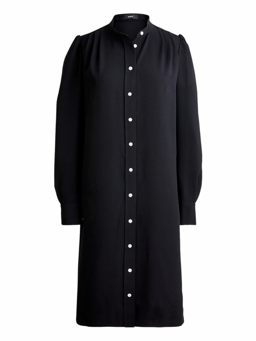 NWT! J. Crew Black Button-Front Midi Dress in 365 Crepe. Size 4.